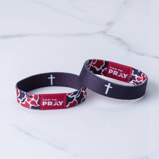 Tap To Pray™ Wristbands - Team Camo - Maroon & Black: X-Small