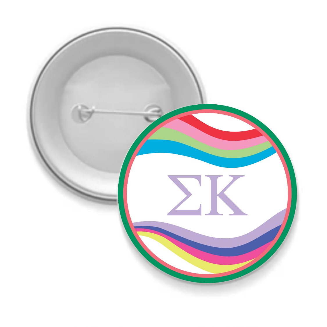 Sorority Button - Retro Wave Design: 3" Round / Alpha Omicron Pi