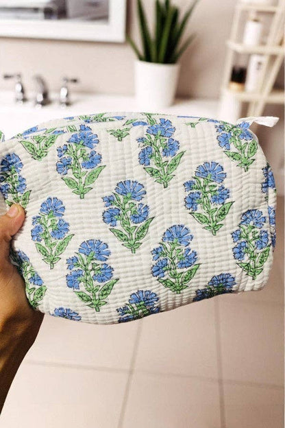 Chandler Blue Floral Cosmetic Bag Set