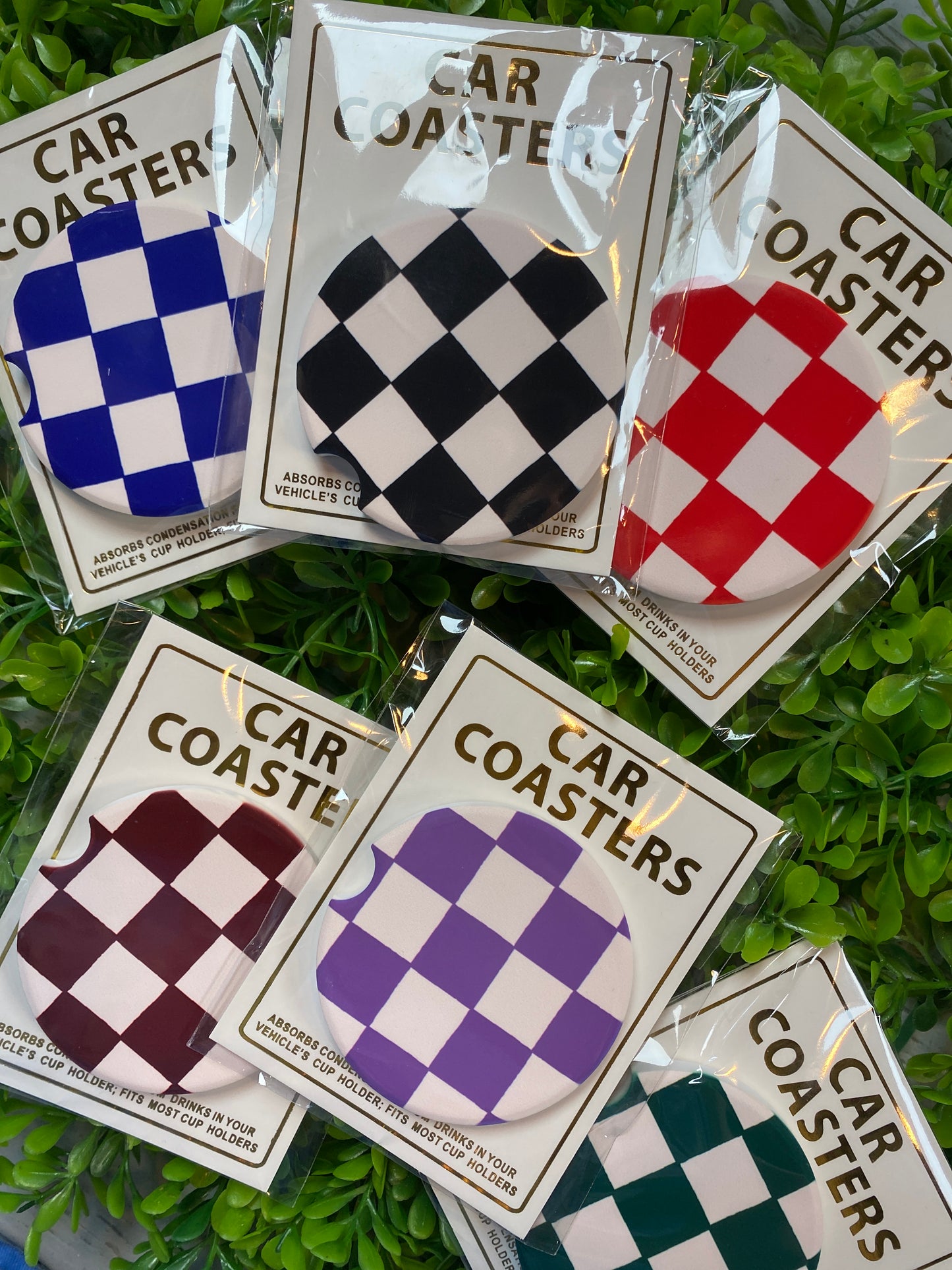 Checkered Car Coasters (Options)