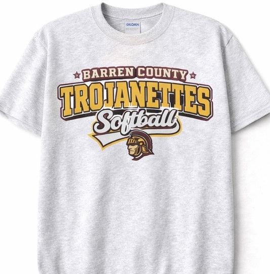 BC Trojanettes Softball Classic Varsity Tee - Ash Grey