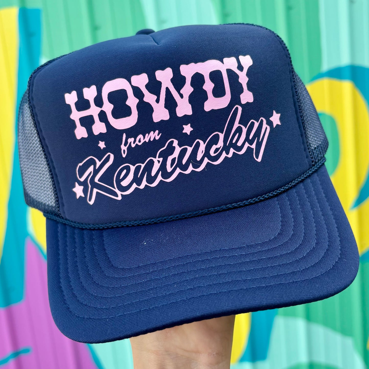 Howdy From Kentucky Trucker Hat- Navy/Pink