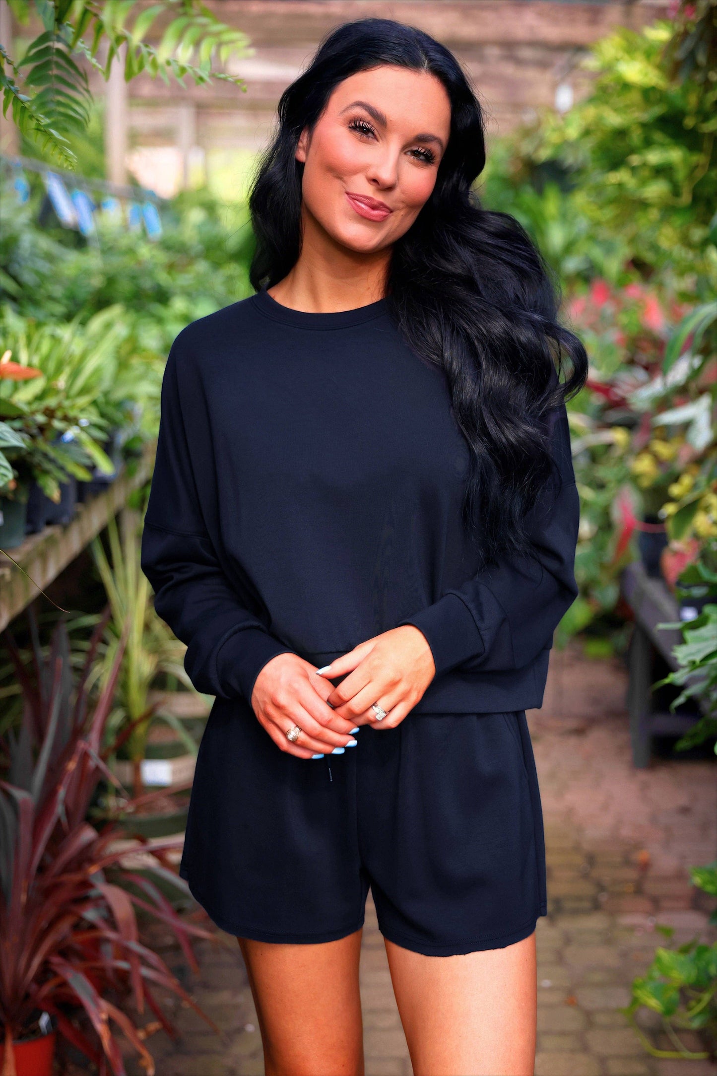 Luna Luxe Pullover Set- Navy: Navy / Small