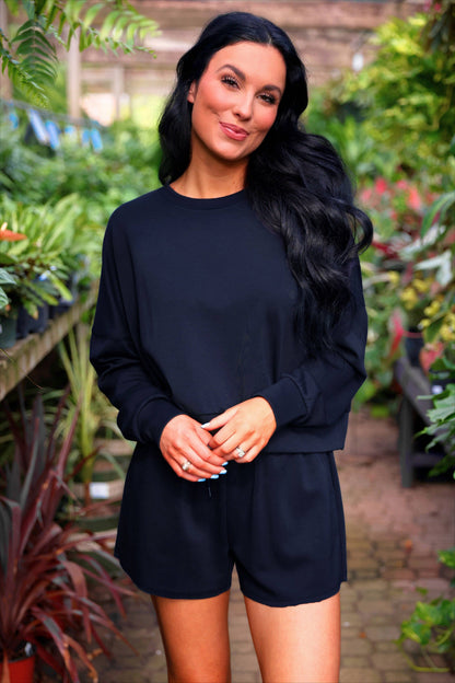 Luna Luxe Pullover Set- Navy: Navy / Small