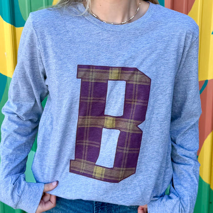 Plaid Varsity B Long Sleeve Tee