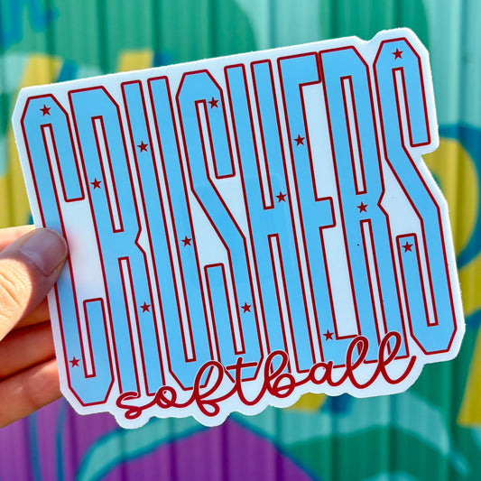 Crushers Softball Stars & Script 5in Window Decal Sticker