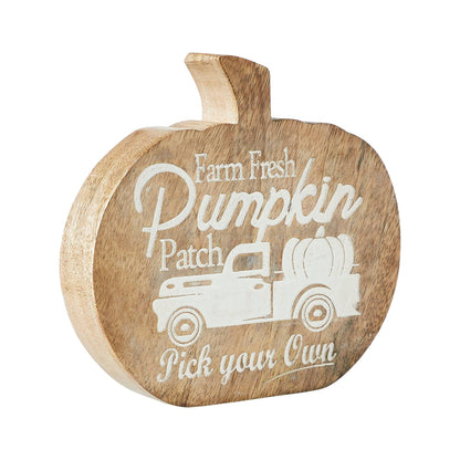 Farm Fresh Pumpkin Patch Pumpkin Shaped Wood Decor 6.25x6x1.25