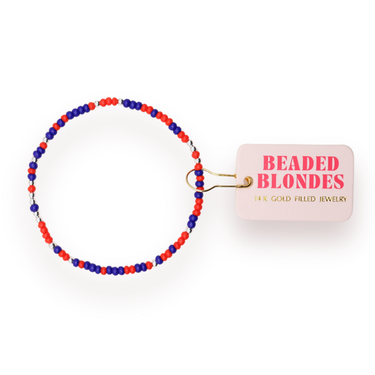 Bright Red & Blue Sprinkle Bracelet: Gold / Standard 6.75 inch