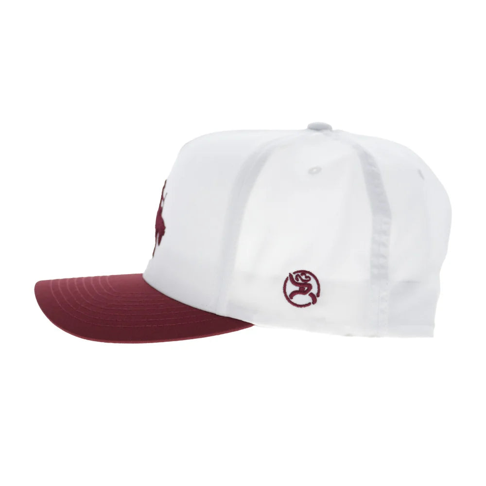 Hooey Whit Trucker Snapback Hat - White/Maroon