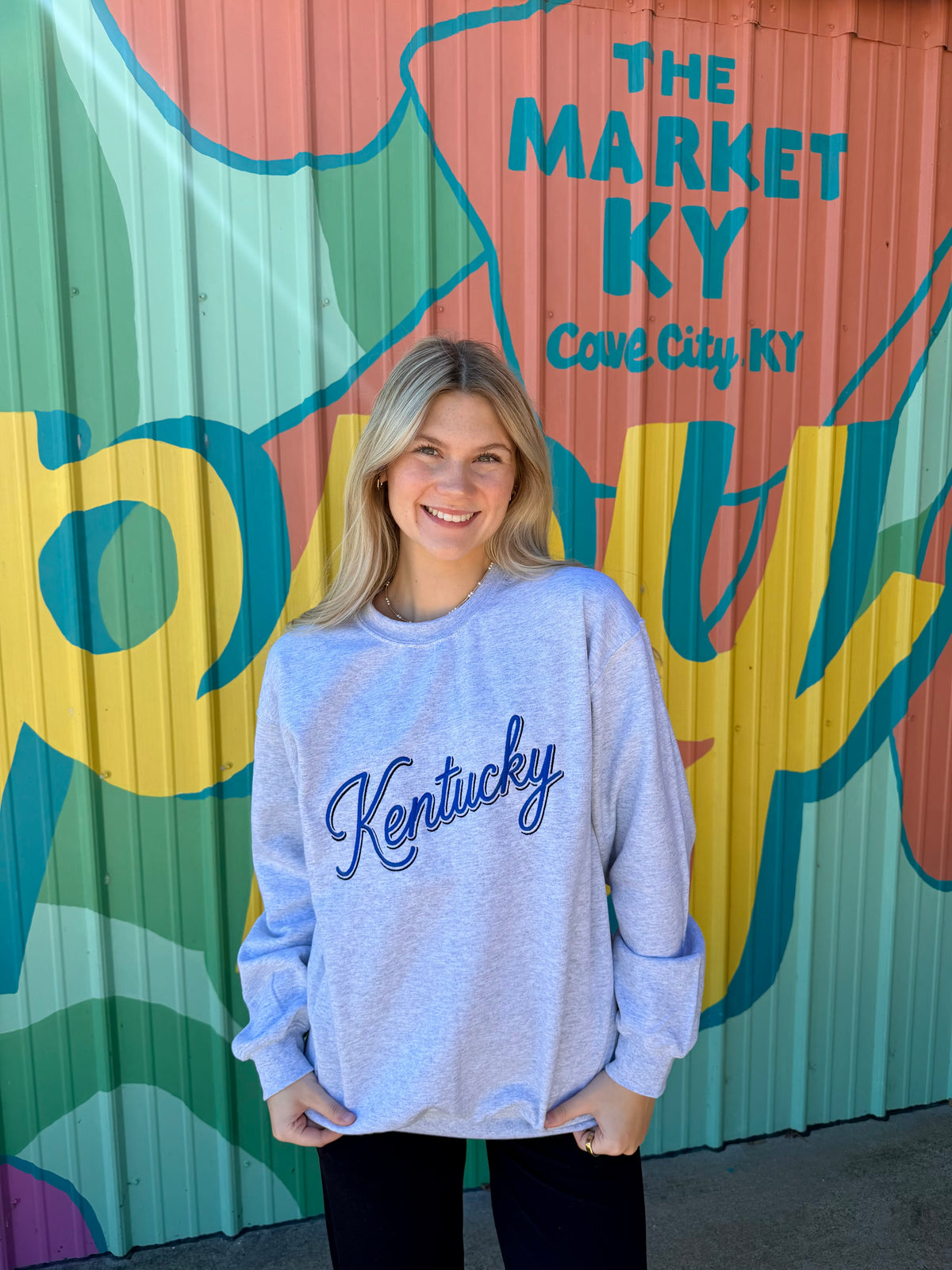 Embroidered Kentucky Sweatshirt Crewneck - Grey