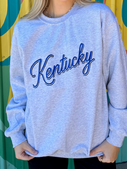 Embroidered Kentucky Sweatshirt Crewneck - Grey