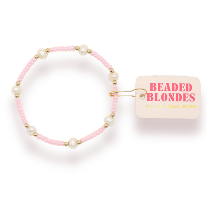 Pink Luster Pearl Bracelet: Standard 6.75 inch