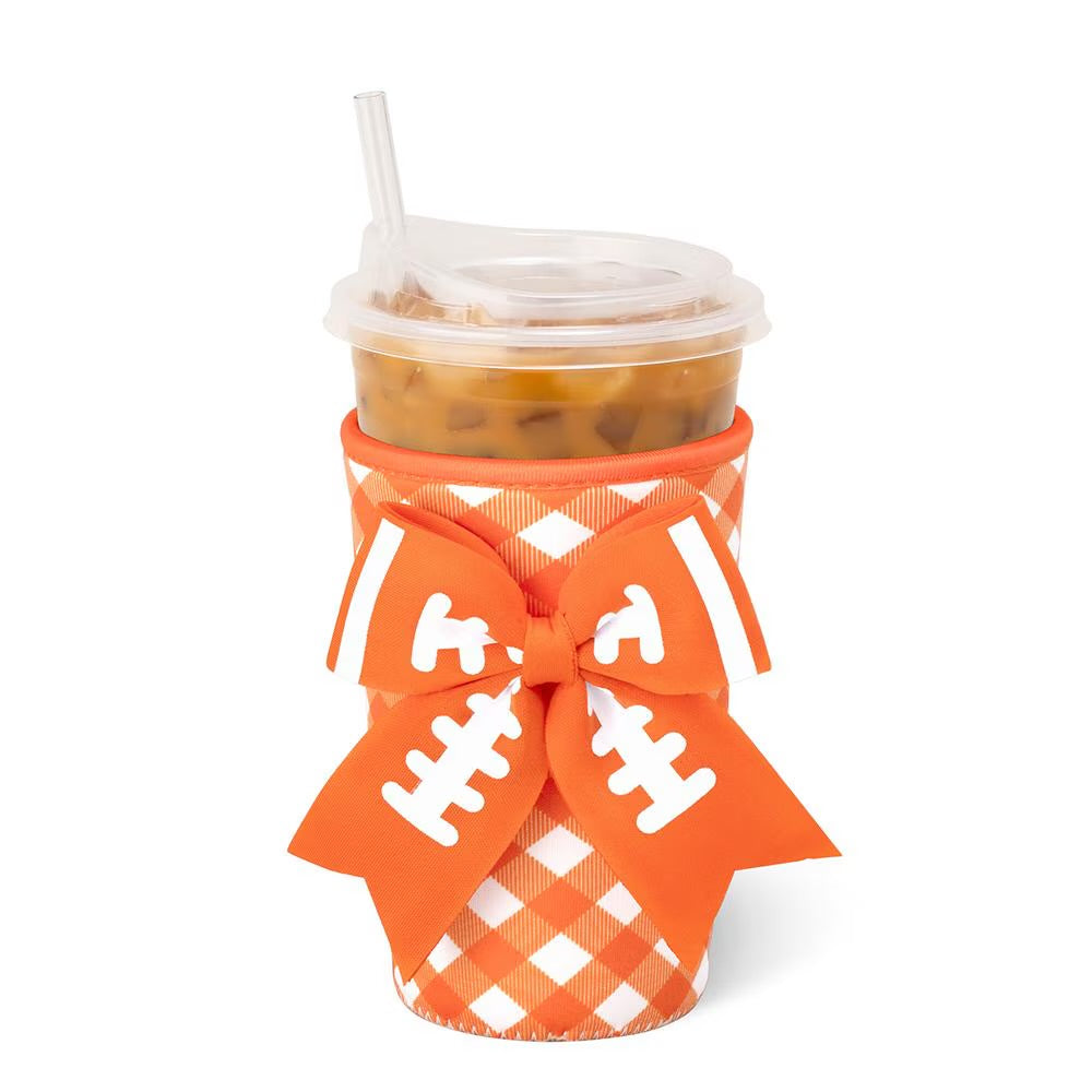 Gameday Gingham Orange Swig Iced Cup Coolie (Medium)