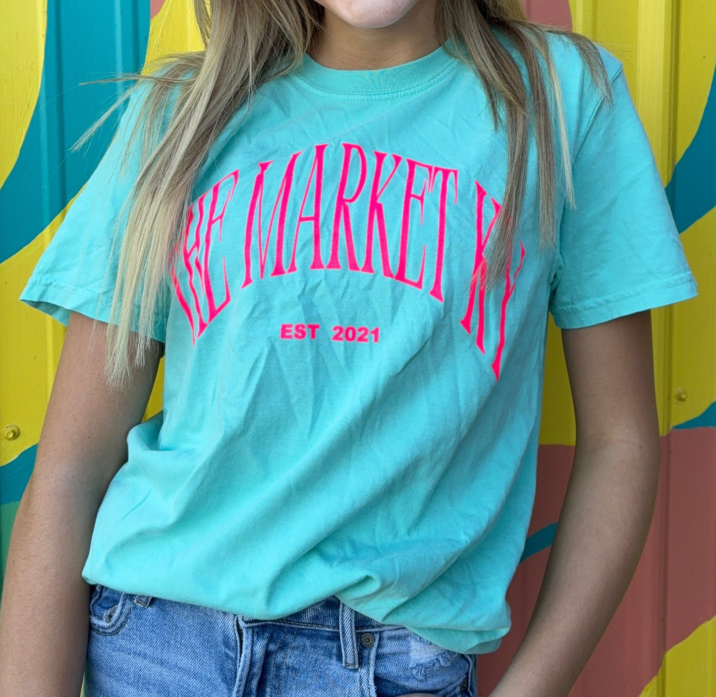 The Market Ky Teal/Pink Comfort Colors Tee