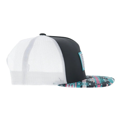 Hooey Doc Trucker Hat - Charcoal/White/Teal/Pink Patch
