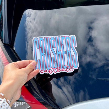 Crushers Softball Stars & Script Window Decal Sticker