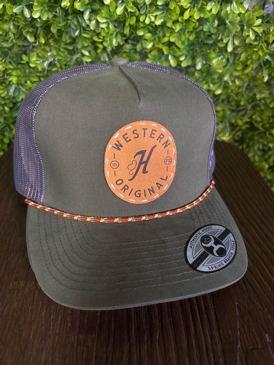 Hooey Spur Olive/Grey Trucker Hat- Brown Patch