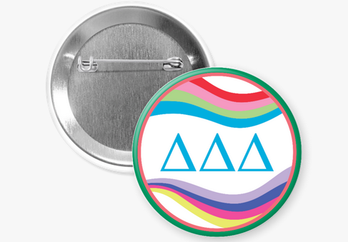 Sorority Button - Retro Wave Design: 3" Round / Kappa Delta