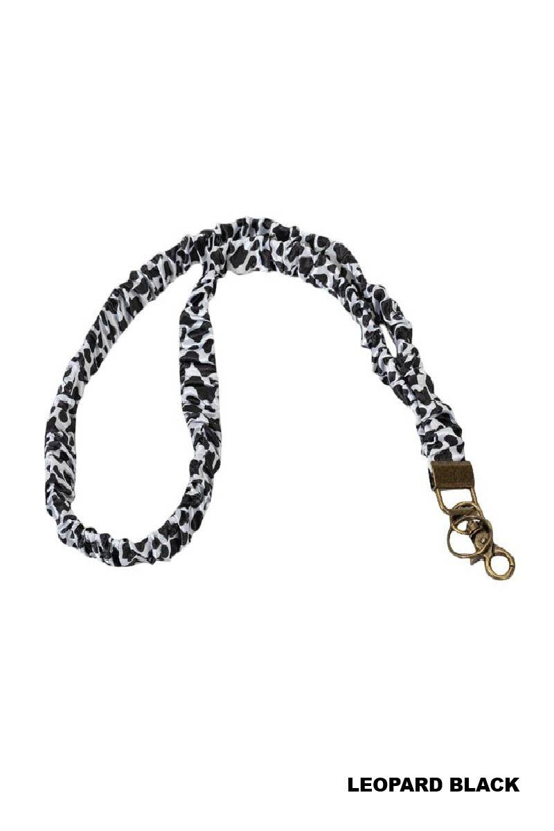 Trendy Scrunchie Lanyard: Leopard Black