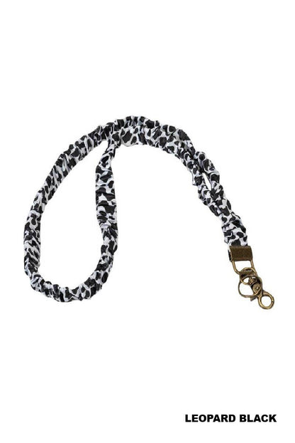 Trendy Scrunchie Lanyard: Leopard Black