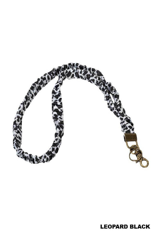 Trendy Scrunchie Lanyard: Leopard Black