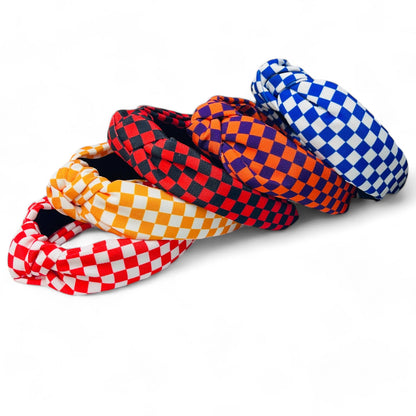 Game Day Checkered Headbands : Red/black