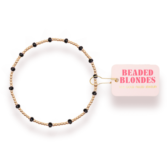 Black Dainty Poppi Bracelet: Standard 6.75 inch