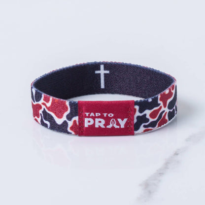 Tap To Pray™ Wristbands - Team Camo - Maroon & Black: Small