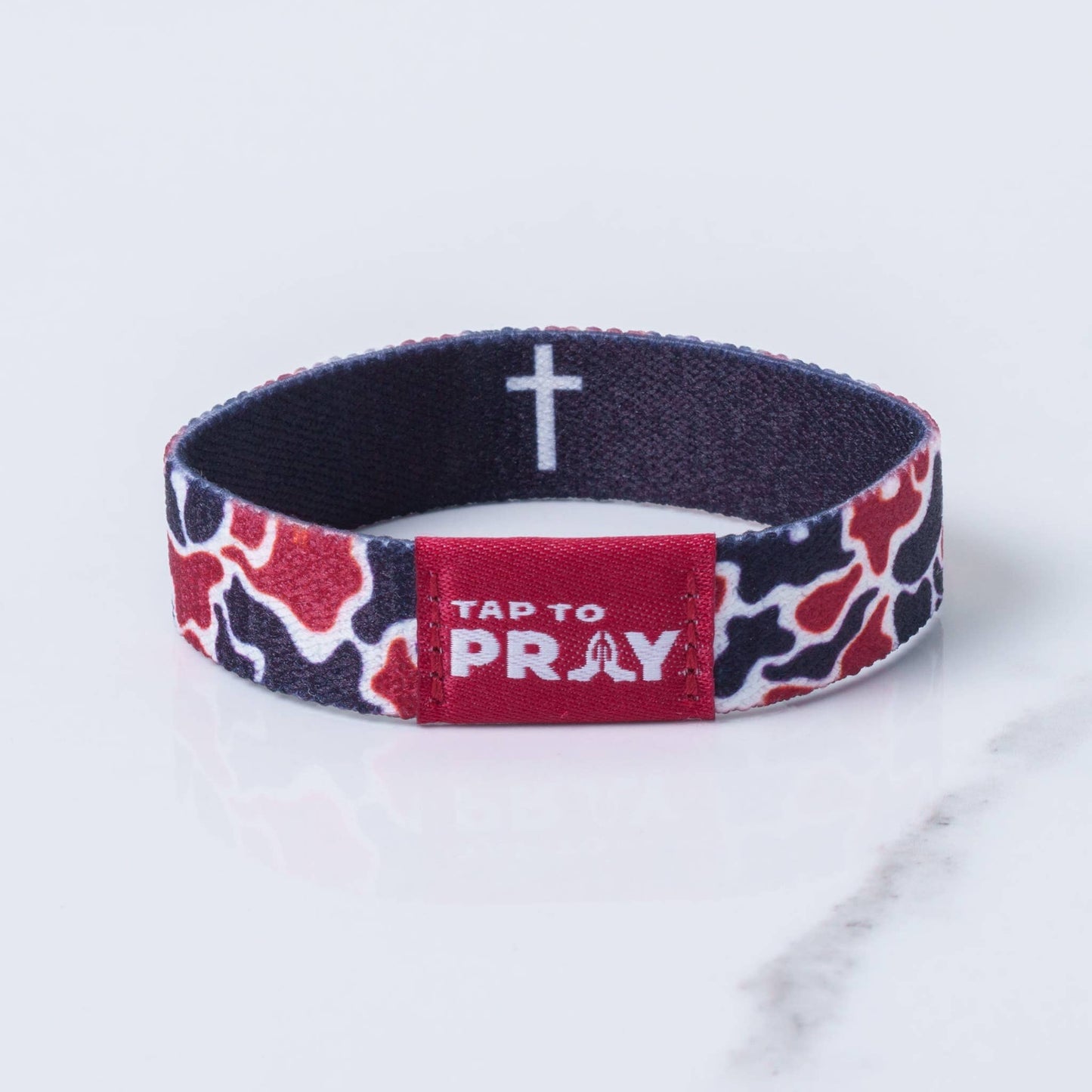 Tap To Pray™ Wristbands - Team Camo - Maroon & Black: Medium