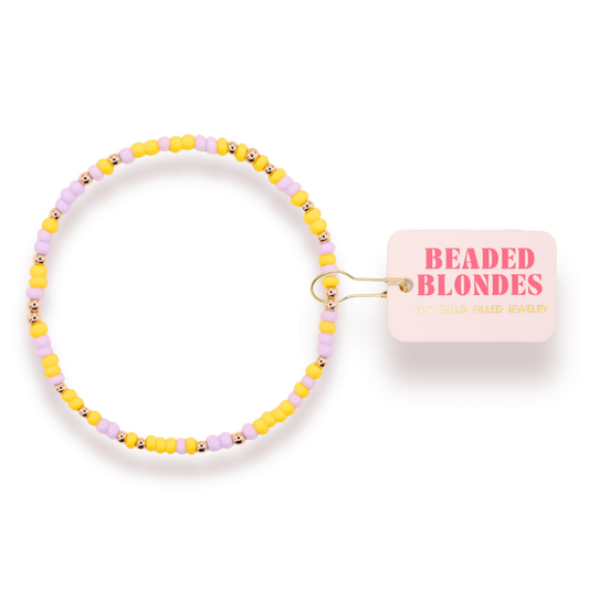 Lilac and Yellow Sprinkle Bracelet: Standard 6.75 inch