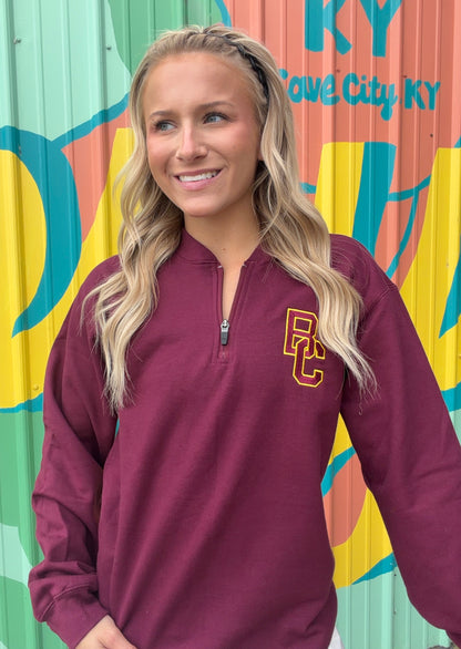 BC Embroidered Quarter Zip - Burgundy