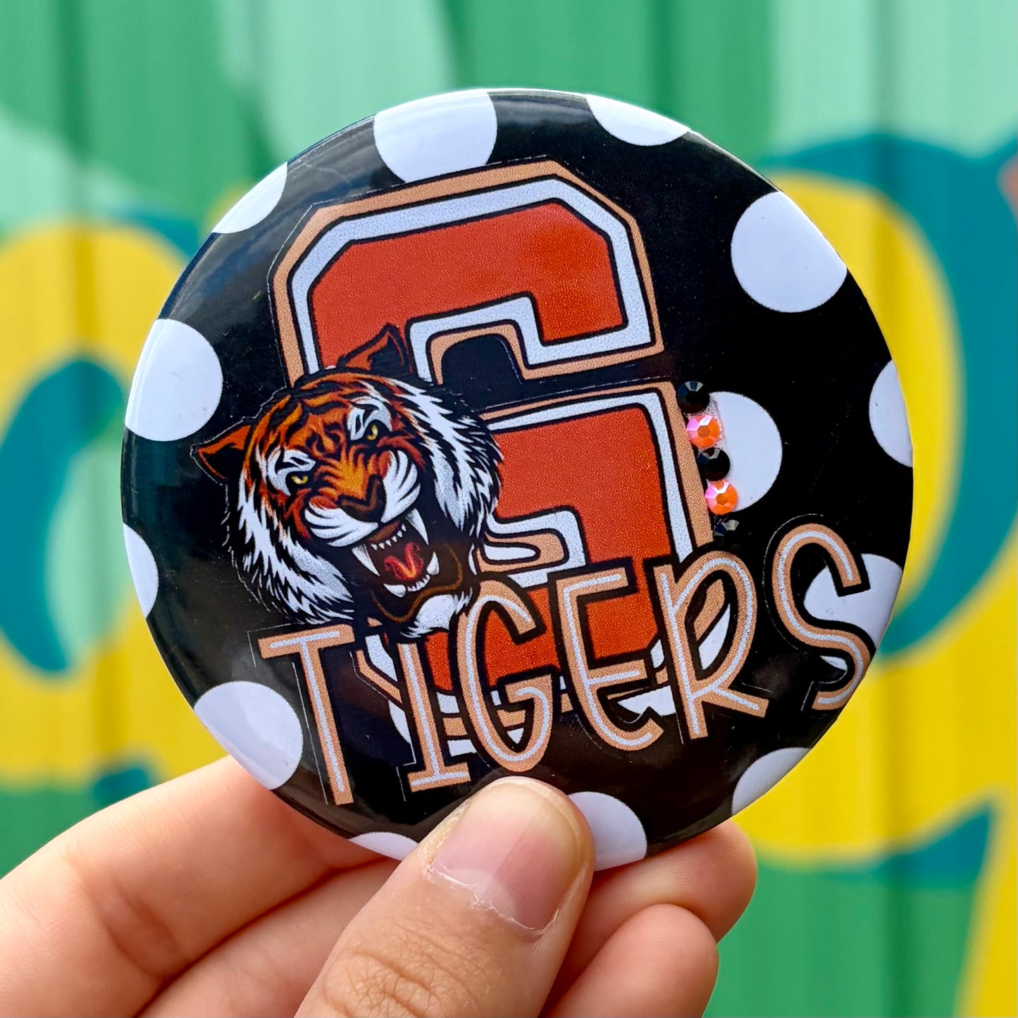 Tigers Polka Dot Button