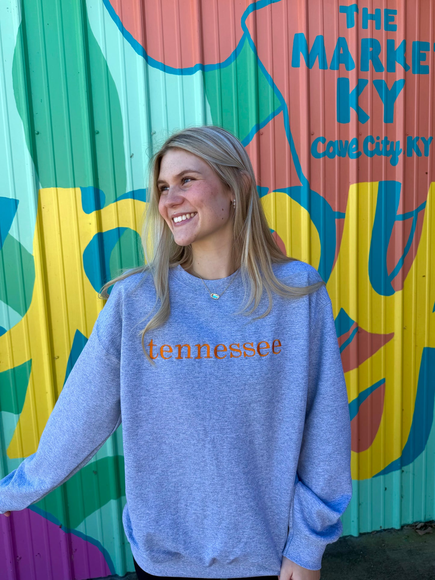 Gray & Orange Tennessee Embroidered Sweatshirt