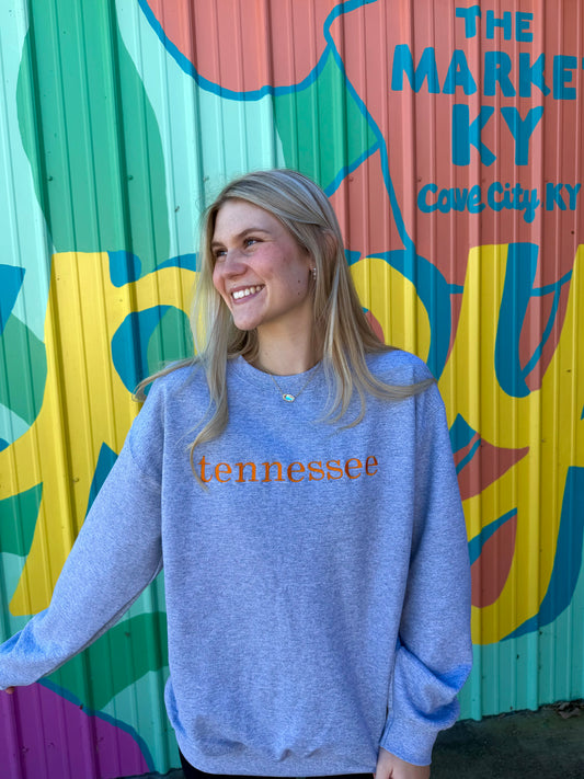 Gray & Orange Tennessee Embroidered Sweatshirt