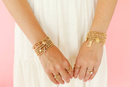 Cross Gold Charm Bracelet: Standard 6.75 inch