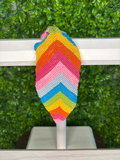 Rainbow Chevron Striped Seed Bead Headband