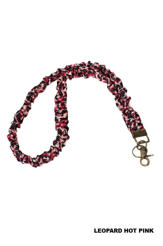 Trendy Scrunchie Lanyard: Leopard Hot Pink