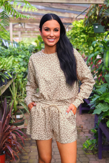 Luna Luxe Pullover Set- Bella Leopard: Leopard / Small