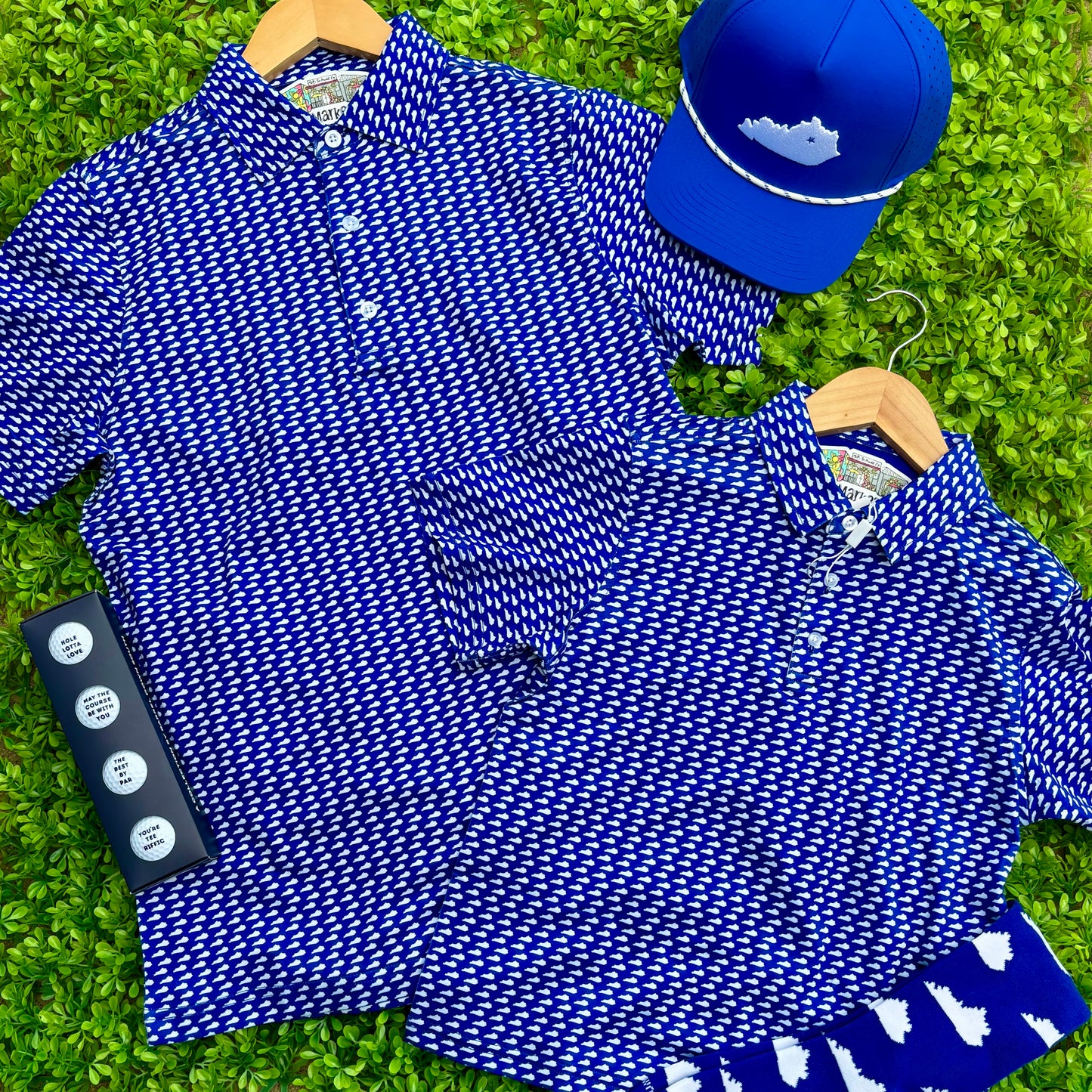 Blue & White Kentucky State Golf Polo Youth & Adult