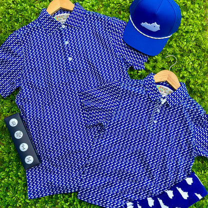 Blue & White Kentucky State Golf Polo Youth & Adult