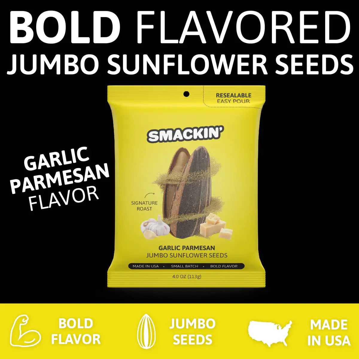 SMACKIN' Garlic Parmesan Sunflower Seeds (4 oz)