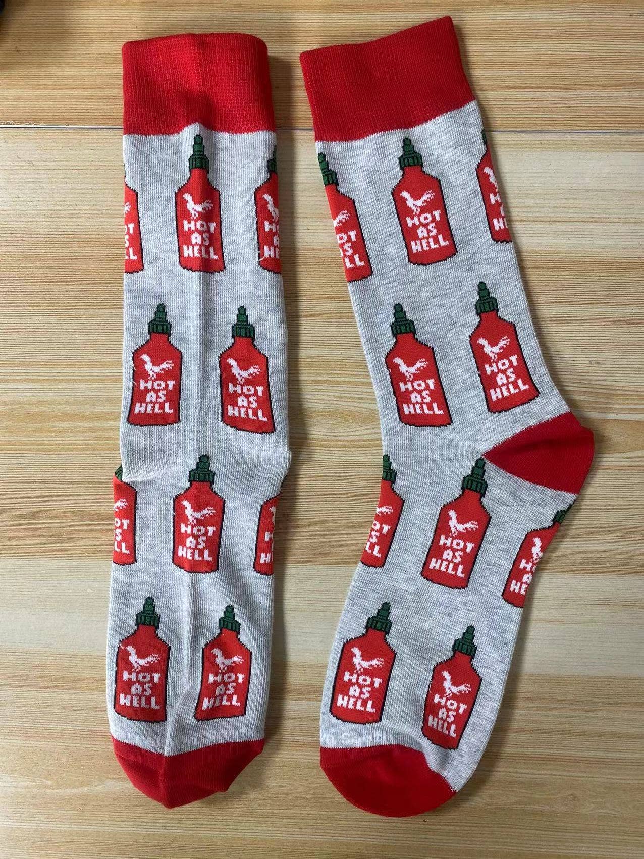 Hot As Hell Hot Sauce Funny Socks