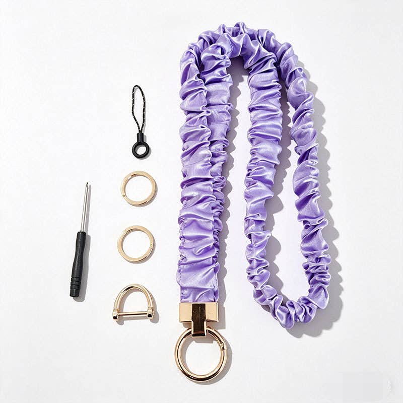 Fabric Stretchy Scrunchie Neck Lanyard: Dark Purple