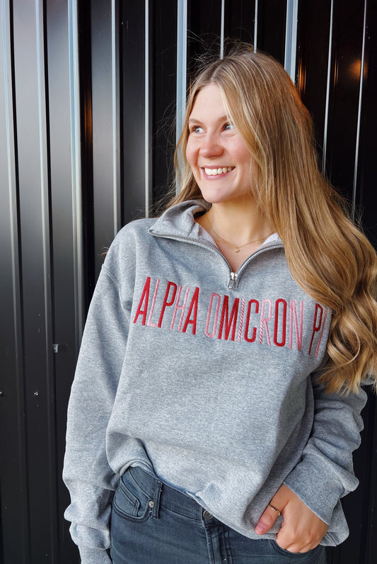 Alpha Omicron Pi Embroidered Quarter Zip