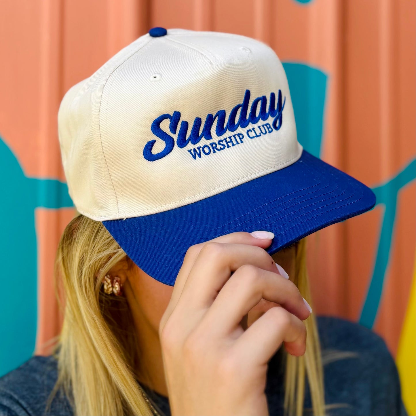 Sunday Worship Club Vintage Embroidered Trucker Hat
