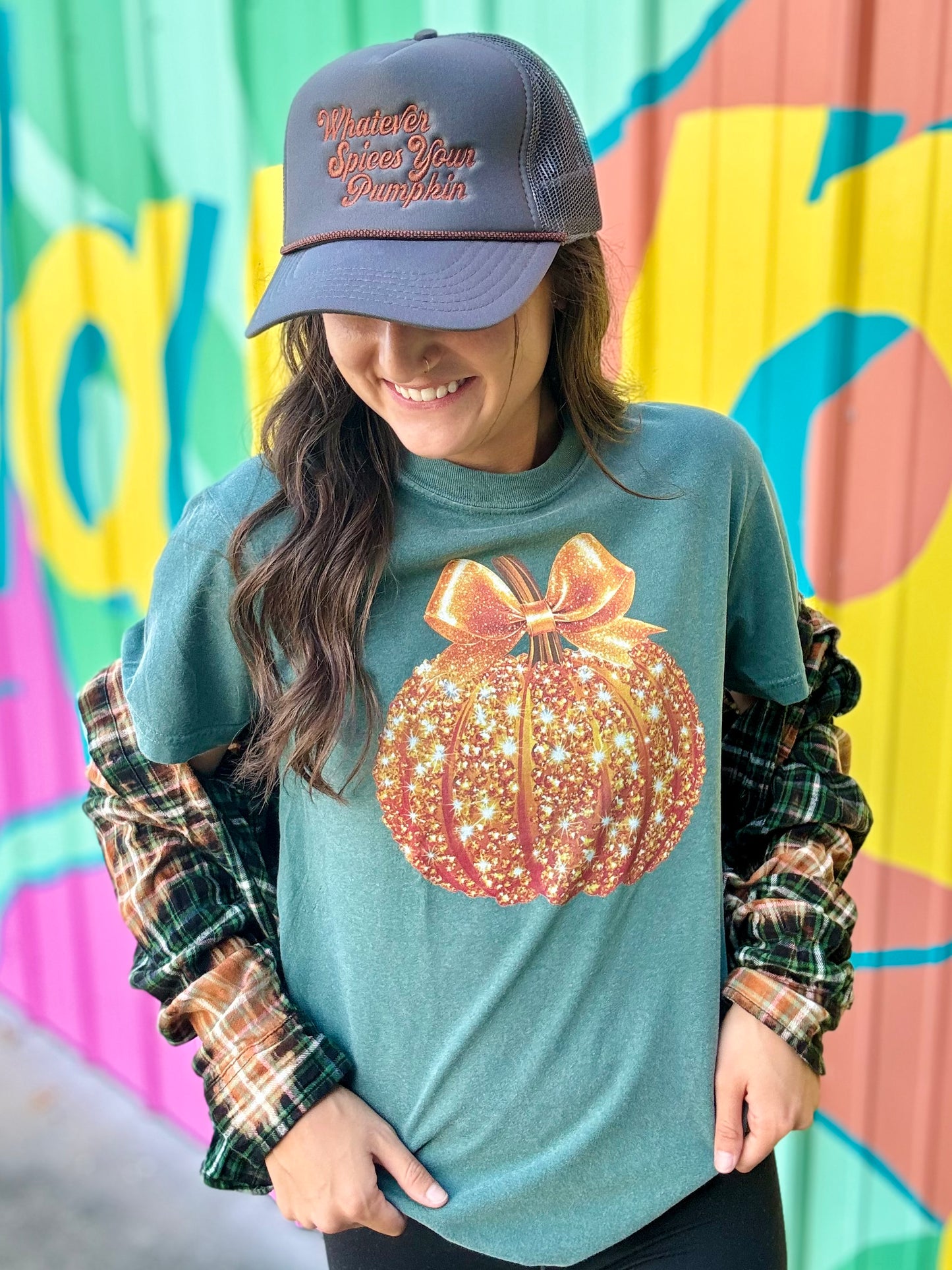 Pretty Pumpkin With Bow Comfort Colors Tee