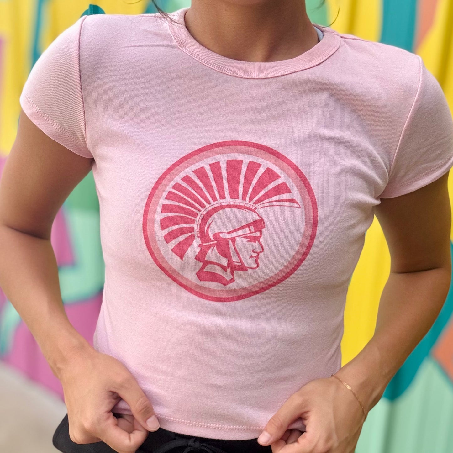 Trojan Head Pink Baby Doll Tee