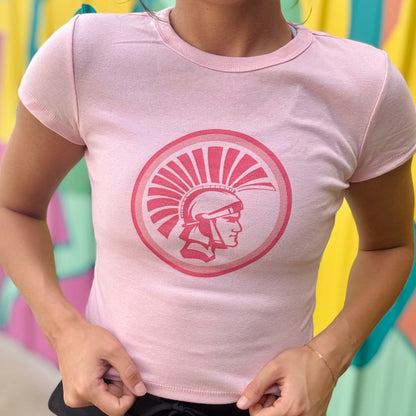 Trojan Head Pink Baby Doll Tee
