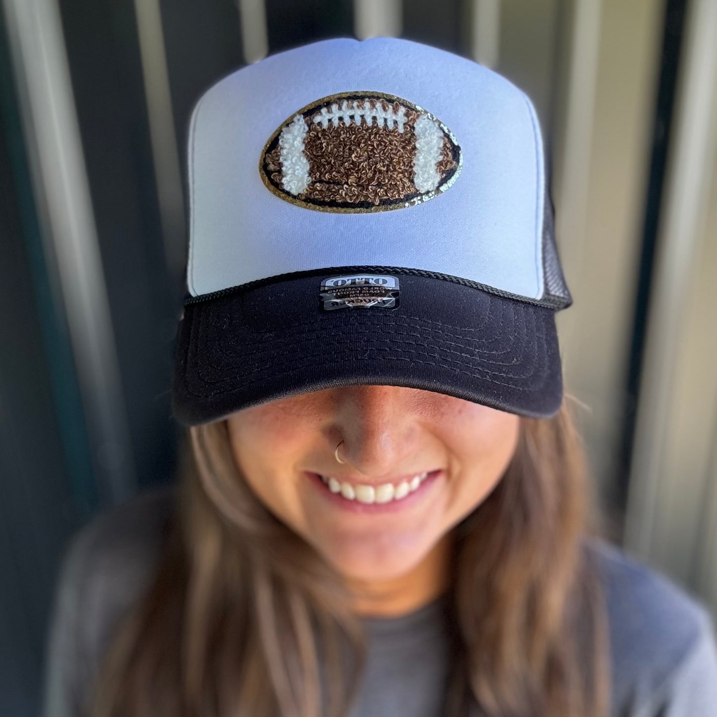 Football Chenille Patch Trucker Hat (Options)