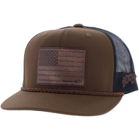 Hooey Liberty Roper Men’s Trucker Hat - Brown/Black w/ Leather Patch
